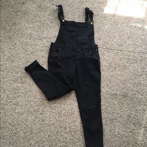 Distressed Black Overalls Skinmy
